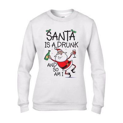 Santa is a Drunk, and so am I Funny Christmas Women's Sweatshirt Jumper XXL / White