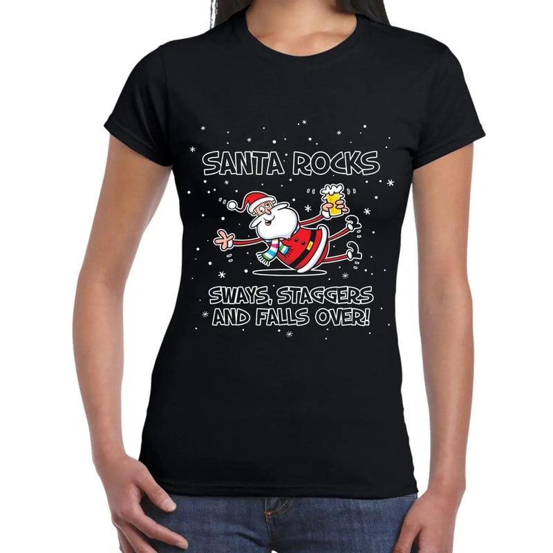 Santa Rocks Sways Staggers and Falls Over Funny Christmas Women&