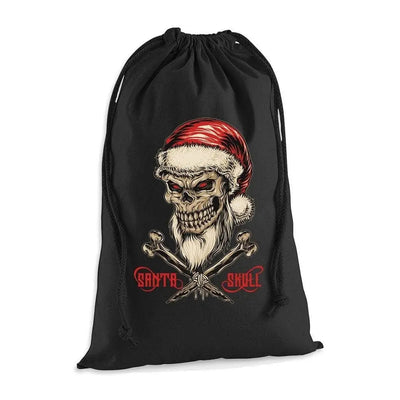 Santa Skull and Cross Bones Christmas Presents Stocking Drawstring Sack