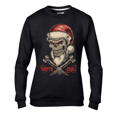 Santa Skull and Cross Bones Christmas Women's Sweatshirt Jumper L / Black
