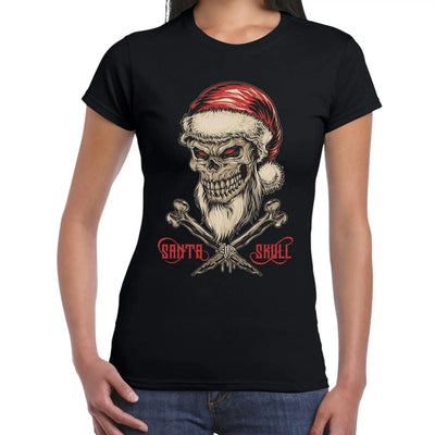 Santa Skull and Cross Bones Christmas Women's T-Shirt M / Black