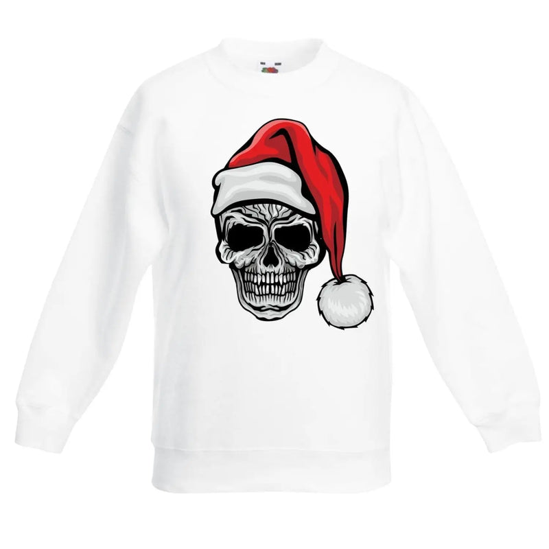 Santa Skull Skeleton Hipster Christmas Childrens Kids Sweatshirt Jumper 14-15