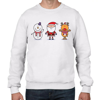 Santa Snowman and Reindeer Christmas Men's Jumper \ Sweater S