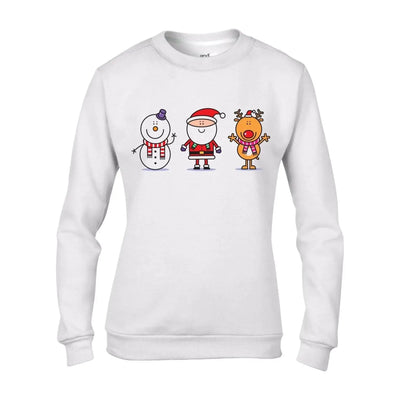 Santa Snowman and Reindeer Christmas Women's Jumper \ Sweater M