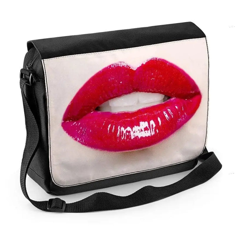 Sexy Red Lips Photo Laptop Messenger Bag