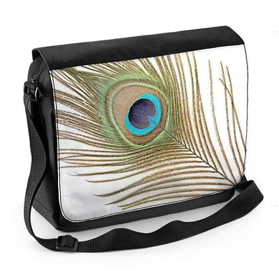 Single Peacock Feather Laptop Messenger Bag