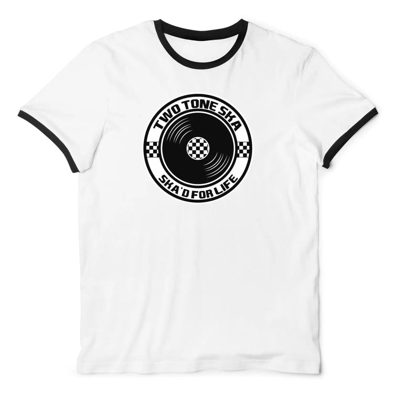 Ska 2 Tone Mens Ringer T-shirt XXL / White