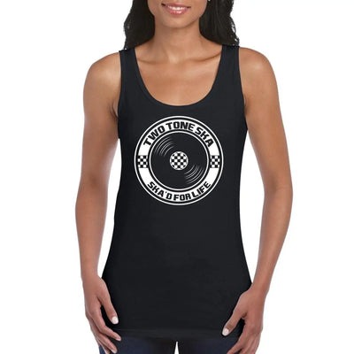 Ska 2 Tone Vinyl Women's Tank Vest Top L / Black