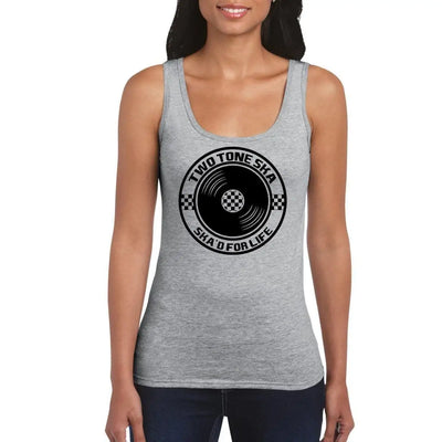 Ska 2 Tone Vinyl Women's Tank Vest Top L / Light Grey