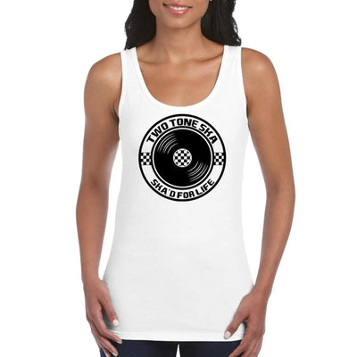 Ska 2 Tone Vinyl Women's Tank Vest Top L / White