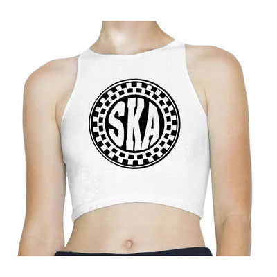 Ska Circle Logo Sleeveless High Neck Crop Top L / White