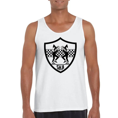 Ska Dancers Shield 2 Tone Rude Boy Men's Vest Tank Top L / White