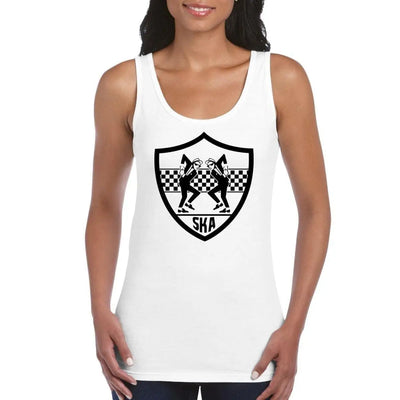 Ska Dancers Shield 2 Tone Rude Boy Women's Vest Tank Top L / White