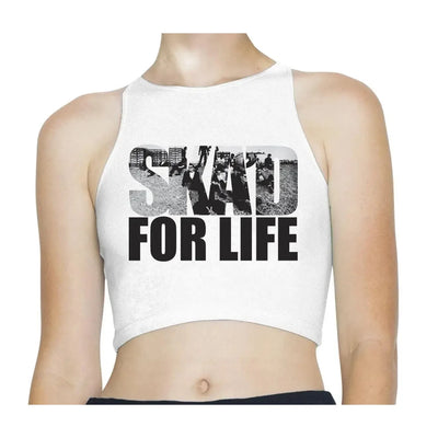 Ska'd for Life Ska Logo Sleeveless High Neck Crop Top M / White