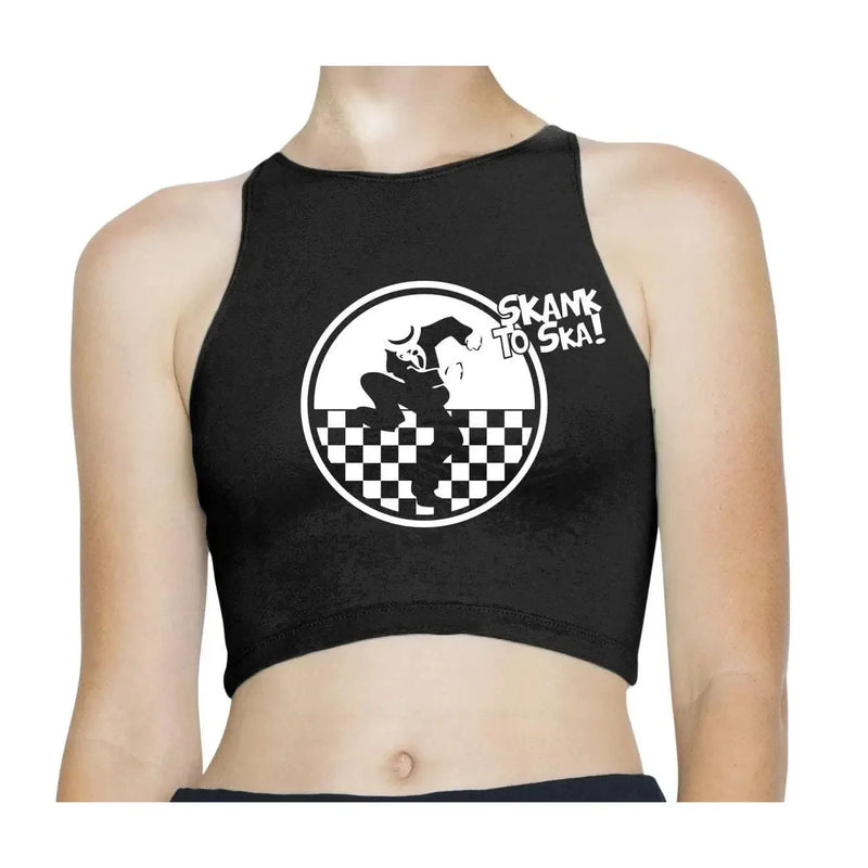 Skank To Ska Sleeveless High Neck Crop Top S / Black