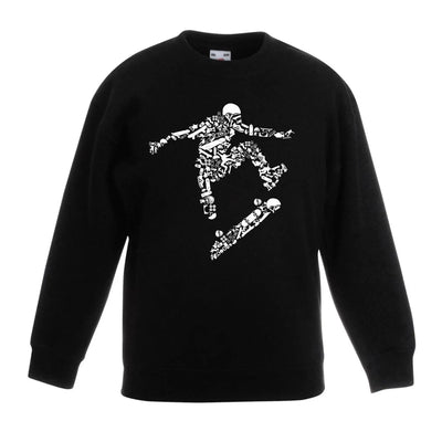 Skateboarder Cool Children's Toddler Kids Sweatshirt Jumper 3-4 / Black