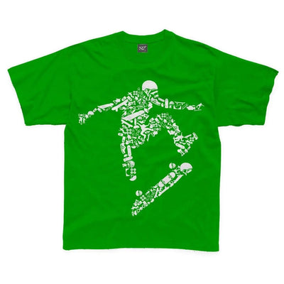 Skateboarder kids Children's T-Shirt 7-8 / Kelly Green