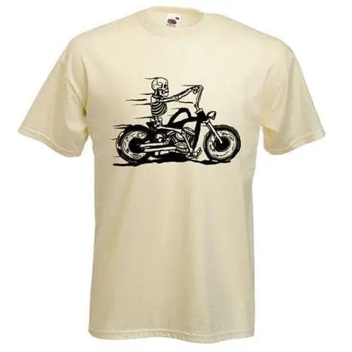 Skeleton Biker Mens T-Shirt L / Cream