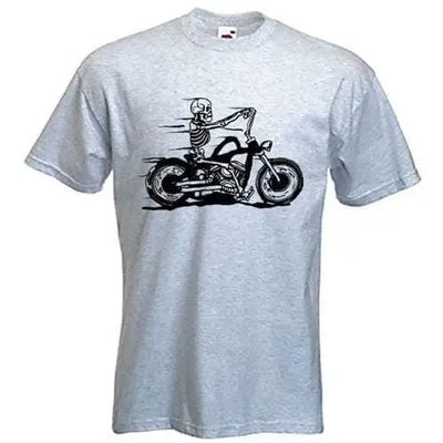 Skeleton Biker Mens T-Shirt L / Light Grey