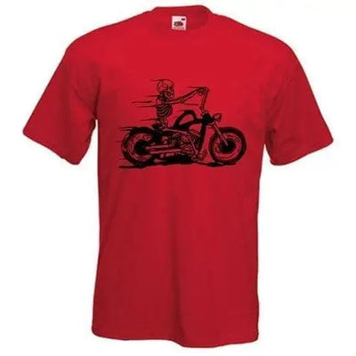 Skeleton Biker Mens T-Shirt L / Red