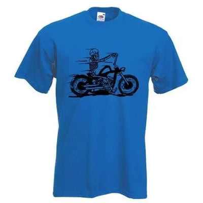 Skeleton Biker Mens T-Shirt L / Royal Blue