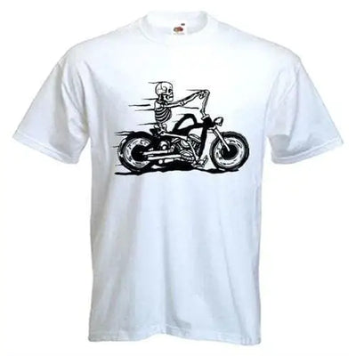 Skeleton Biker Mens T-Shirt L / White