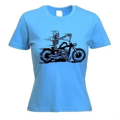 Skeleton Biker Women's T-Shirt L / Light Blue