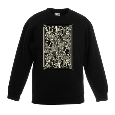 Skeleton Playing Card Hipster Children's Toddler Kids Sweatshirt Jumper 9-11 / Black