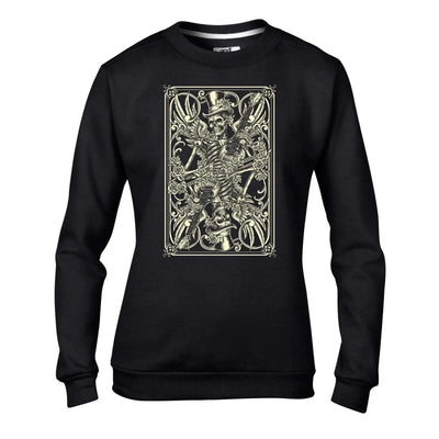 Skeleton Playing Card Hipster Women's Sweatshirt Jumper S / Black