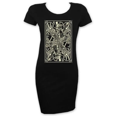 Skeleton Playing Card Short Sleeve T-Shirt Dress