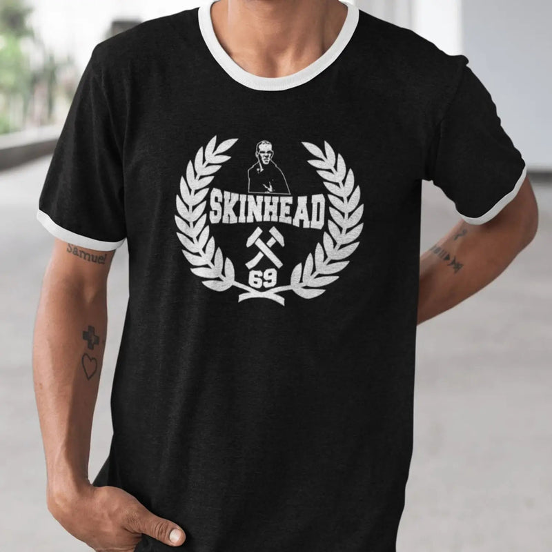 Skinhead 69 Laurel Leaf Logo Contrast Ringer Style T-Shirt