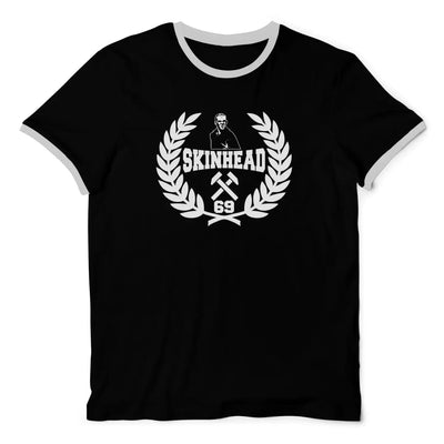 Skinhead 69 Laurel Leaf Logo Contrast Ringer Style T-Shirt S