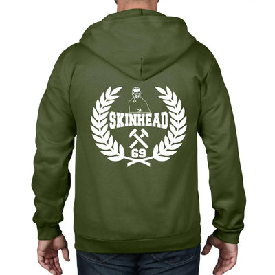 Skinhead 69 Laurel Leaf Logo Full Zip Hooded Sweatshirt Sweater L / City Green