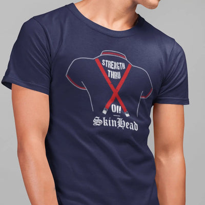 Skinhead Braces Strength Through Oi Mens T Shirt - Mens