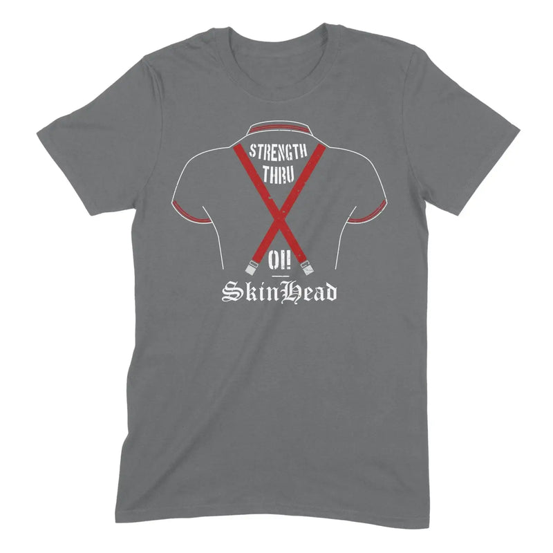 Skinhead Braces Strength Through Oi Mens T Shirt - L /