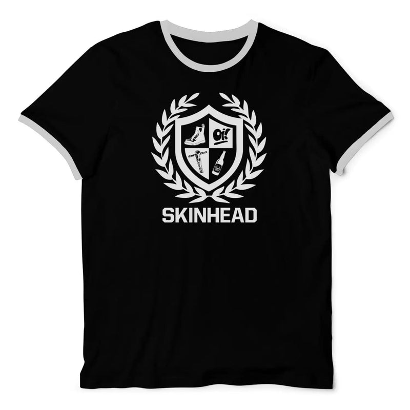 Skinhead Crest Contrast Ringer T-Shirt XL / Black