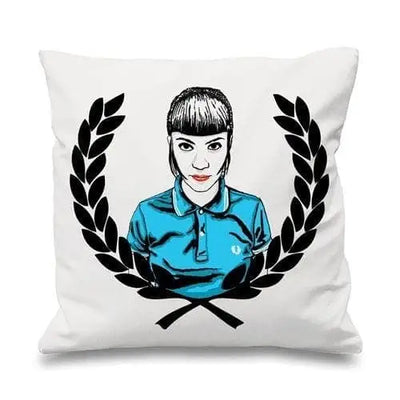 Skinhead Girl Laurel Leaf Cushion White