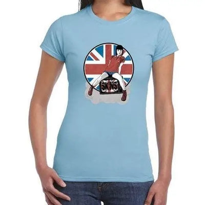 Skinhead Girl Union Jack Women's T-Shirt XL / Light Blue