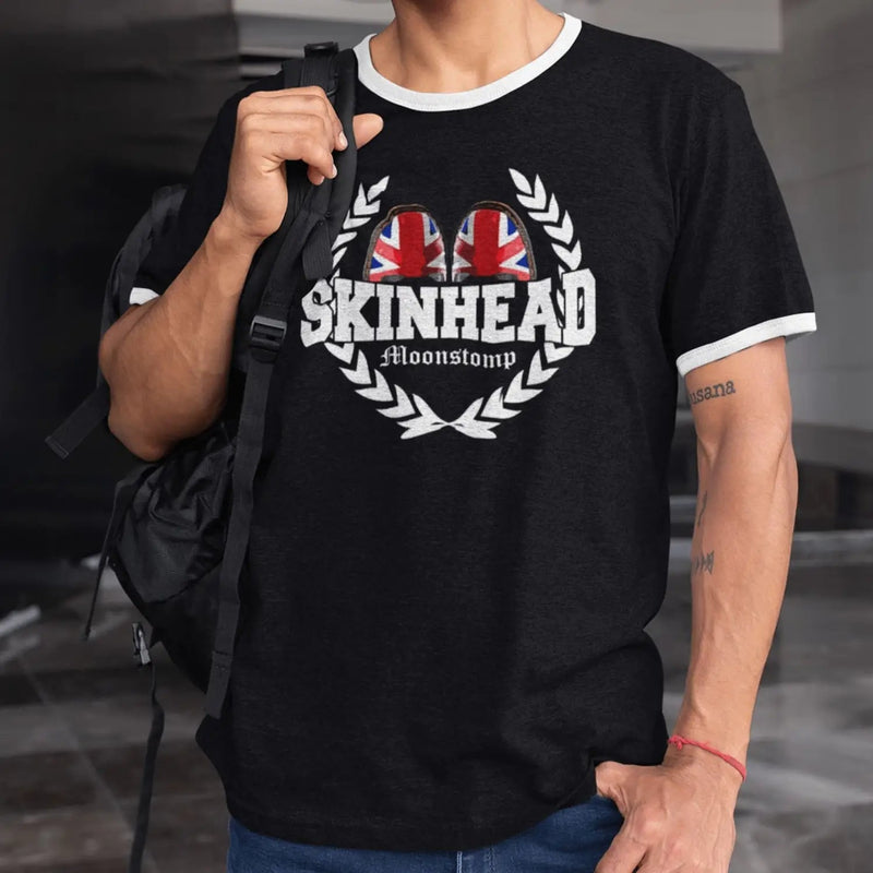 Skinhead Moonstomp Union Jack Boots Leaf Logo Contrast Ringer T-Shirt