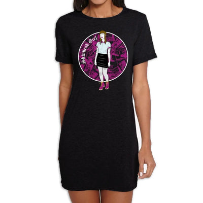 Skinhead Punk Girl Circle Logo Womens T-Shirt Dress S / Black