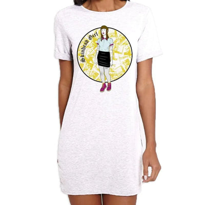 Skinhead Punk Girl Circle Logo Womens T-Shirt Dress S / White