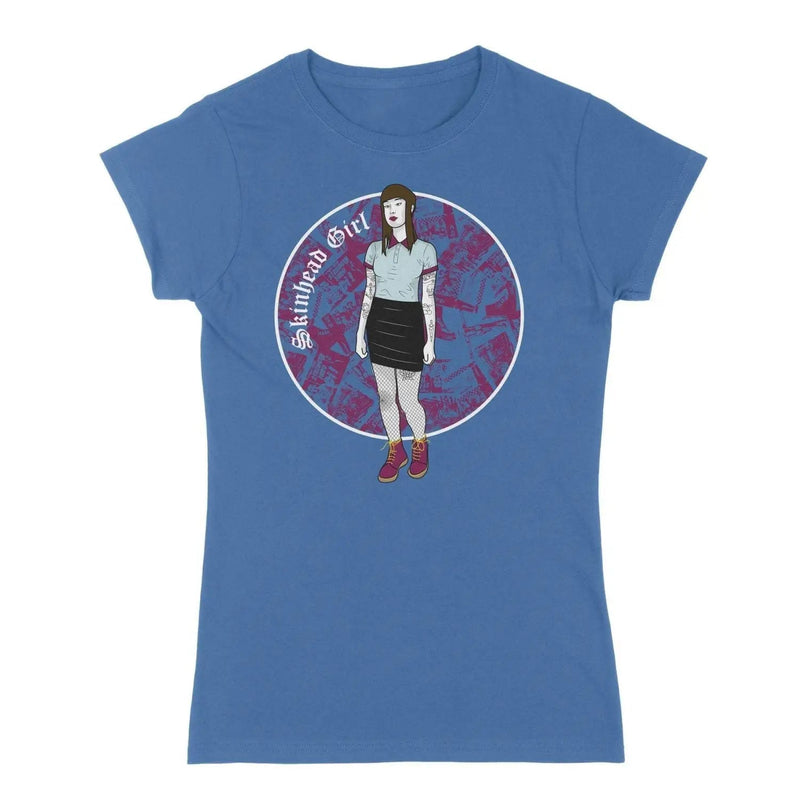 Skinhead Punk Girl Circle Logo Womens T-Shirt XXL / Royal Blue
