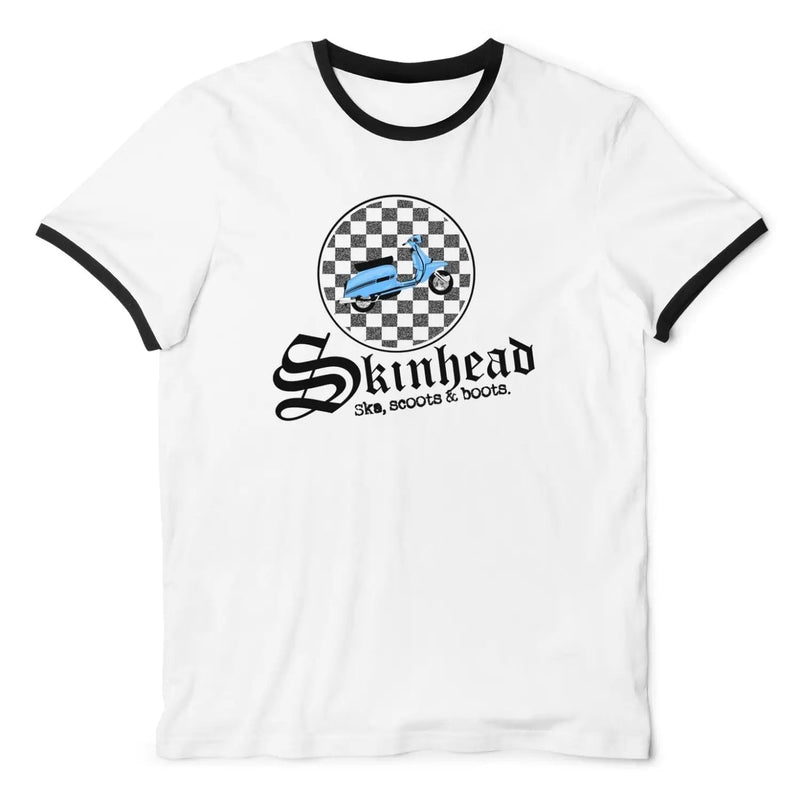 Skinhead Ska Scoots & Boots Contrast Ringer T-Shirt L / White