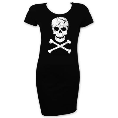 Skull and Crossbones Short Sleeve T-Shirt Dress