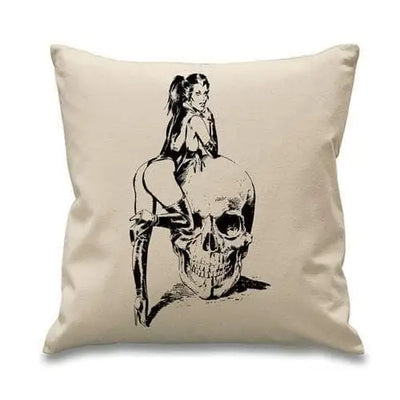 Skull Girl Cushion Cream