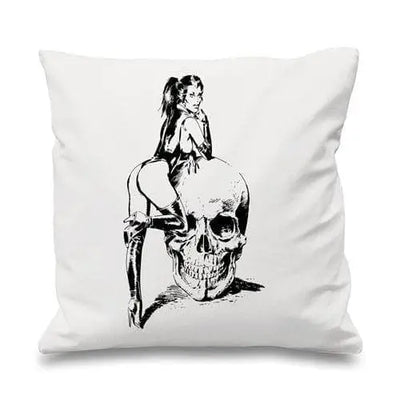 Skull Girl Cushion White