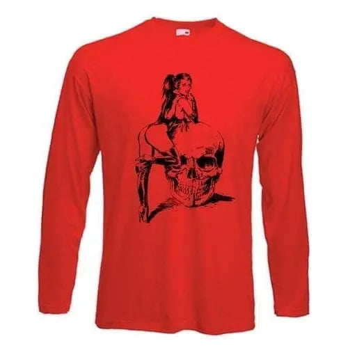 Skull Girl Long Sleeve T-Shirt L / Red
