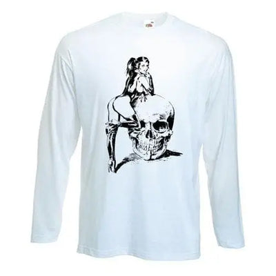 Skull Girl Long Sleeve T-Shirt L / White