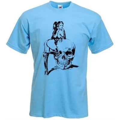 Skull Girl Mens T-Shirt L / Light Blue