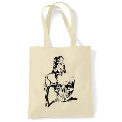 Skull Girl Shoulder Bag Cream